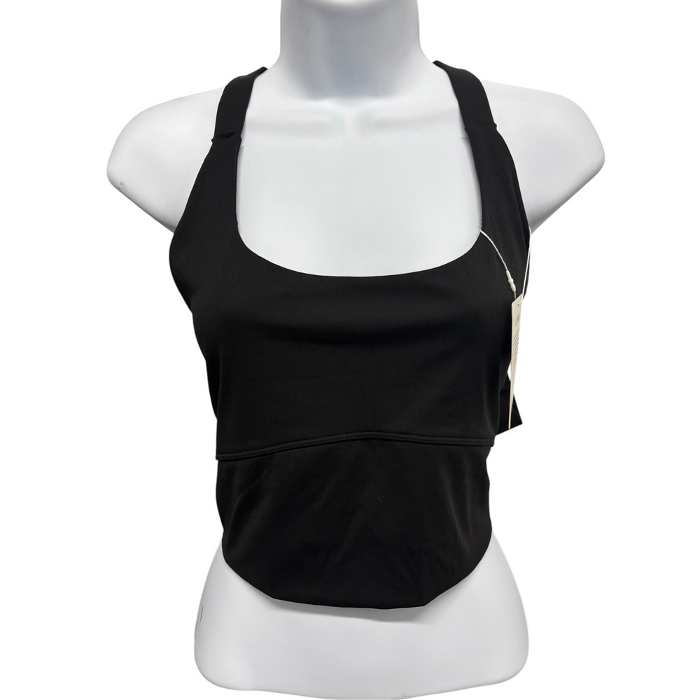 LAZYSHE Womens Black Open Back Twist Detail Crop Top Athleisure 3XL NEW